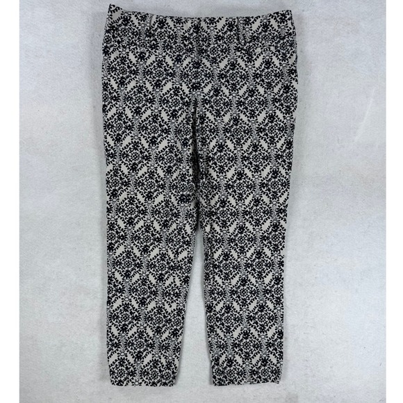Ann Taylor LOFT Pants - Ann Taylor LOFT Marisa Riviera Pants Womens 4 Black White Medallion Cropped 4